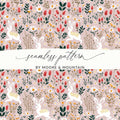 Bunny Floral Seamless Pattern, Spring Digital Paper, Easter Fabric Design, Rabbit Repeat, Digital Download, Surface Pattern - Moore and Mountain