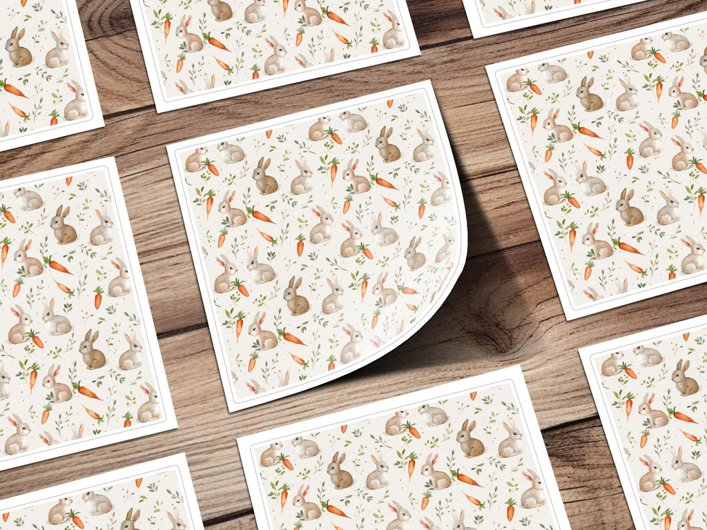 Bunny Rabbit Seamless Pattern Digital Paper, Cute Bunny Carrot JPEG File, Spring Animal Print, Easter Digital Download, Scrapbooking Paper - Moore and Mountain