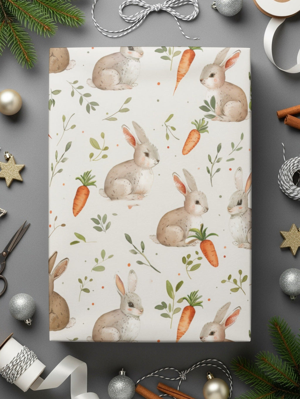 Bunny Rabbit Seamless Pattern Digital Paper, Cute Bunny Carrot JPEG File, Spring Animal Print, Easter Digital Download, Scrapbooking Paper - Moore and Mountain