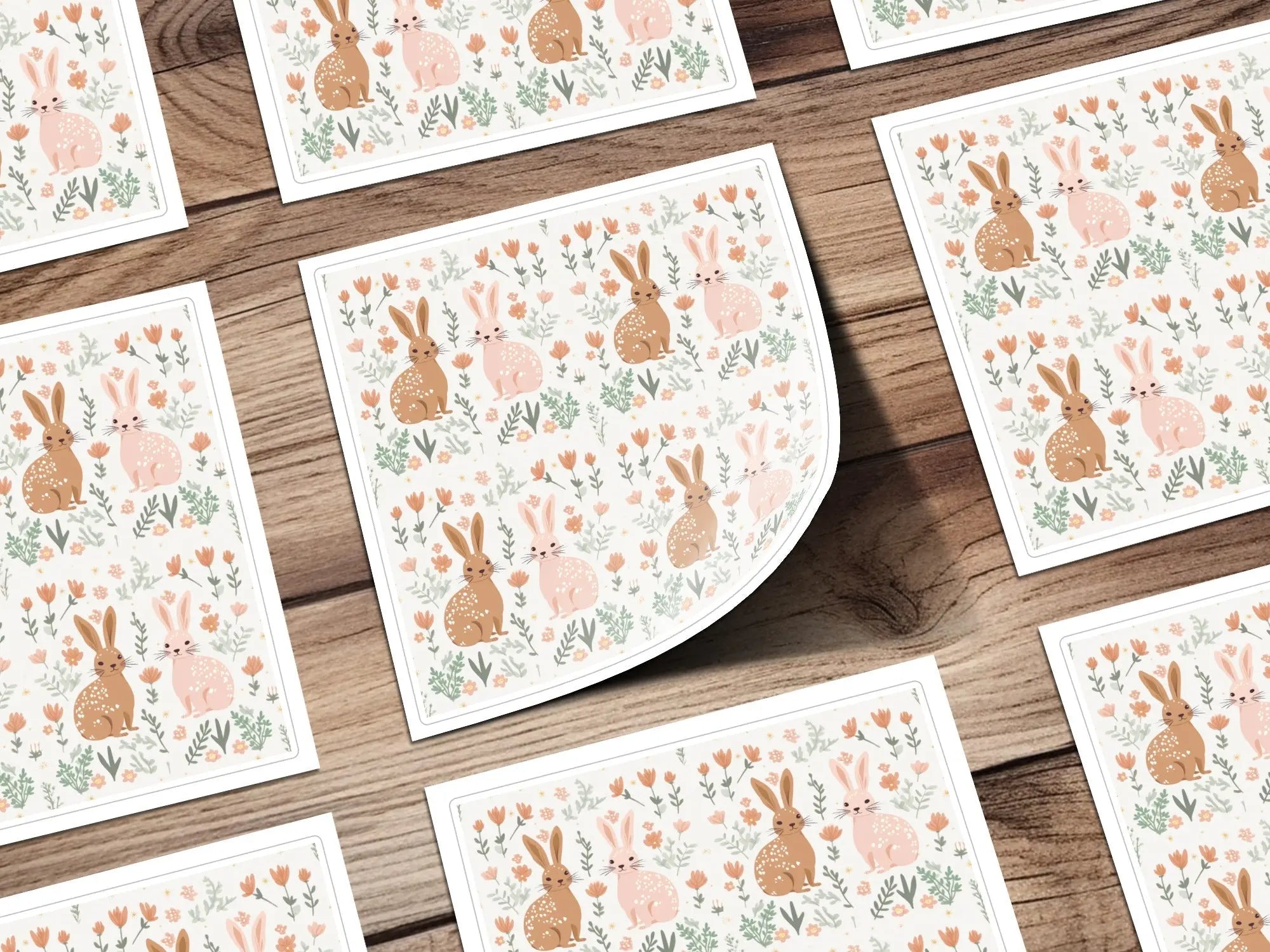 Bunny Rabbit Seamless Pattern, Digital Paper, Floral Print, Easter Theme, Digital Download, Fabric Design, Cute Animals, Scrapbooking - Moore and Mountain