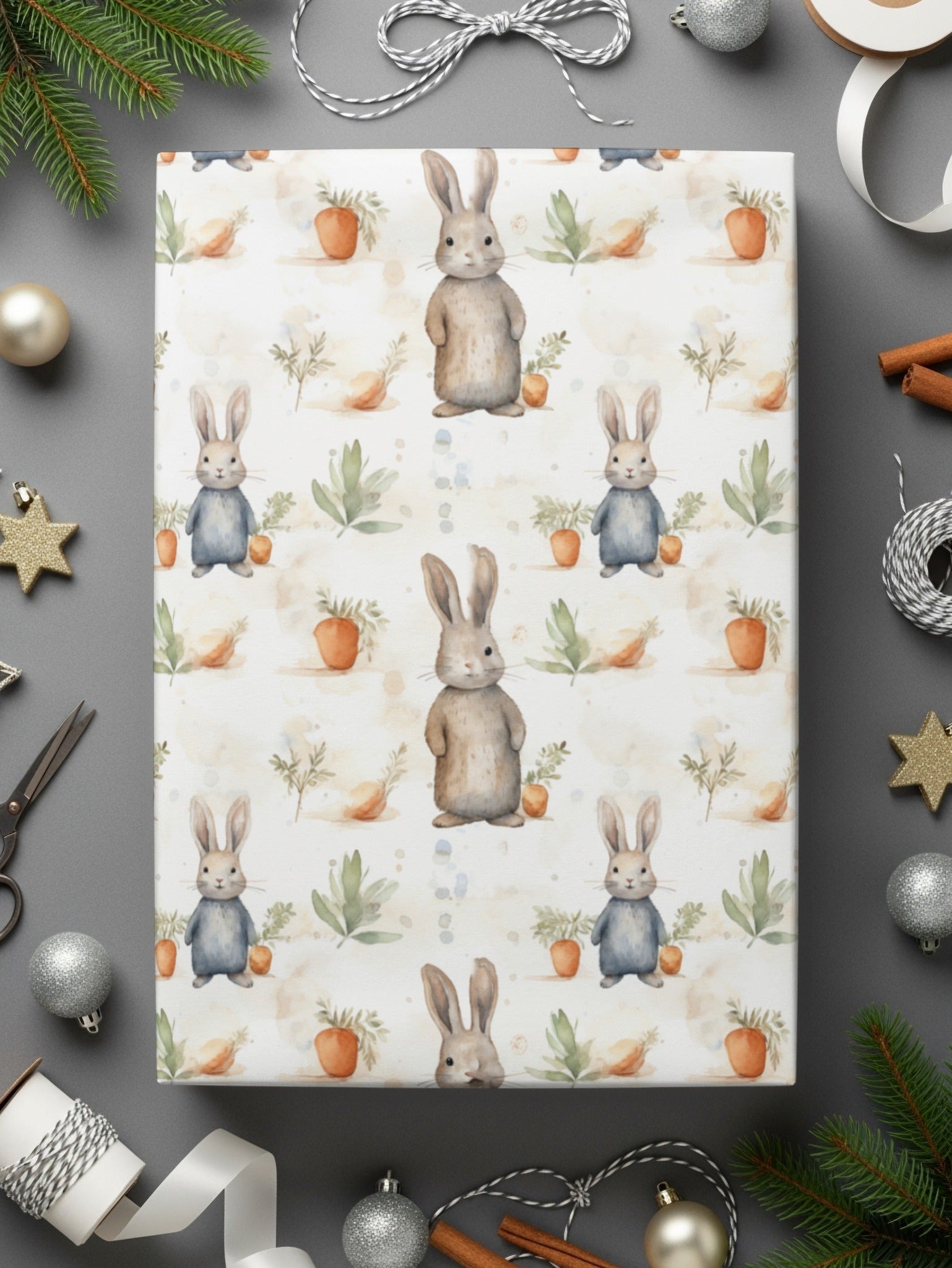 Bunny Seamless Pattern Digital Paper, Rabbit Watercolor, Easter Background, Spring Design, Pastel Nursery Art, Fabric Print, Digital - Moore and Mountain