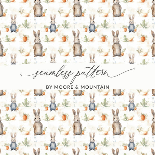 Bunny Seamless Pattern Digital Paper, Rabbit Watercolor, Easter Background, Spring Design, Pastel Nursery Art, Fabric Print, Digital - Moore and Mountain