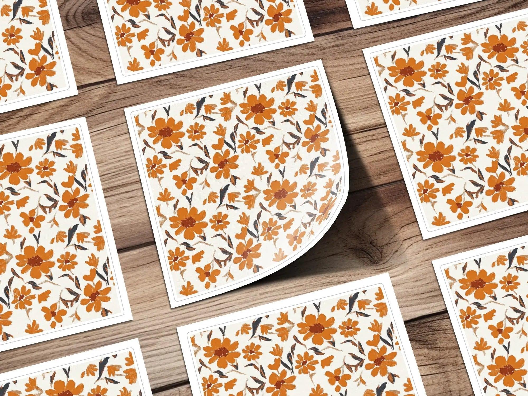 Burnt Orange Floral Digital Paper, Seamless Flower Pattern, Rustic Autumn Design, Printable Fabric Design, Digital Download (134) - Moore and Mountain