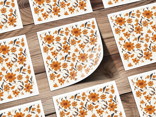 Burnt Orange Floral Digital Paper, Seamless Flower Pattern, Rustic Autumn Design, Printable Fabric Design, Digital Download (134) - Moore and Mountain