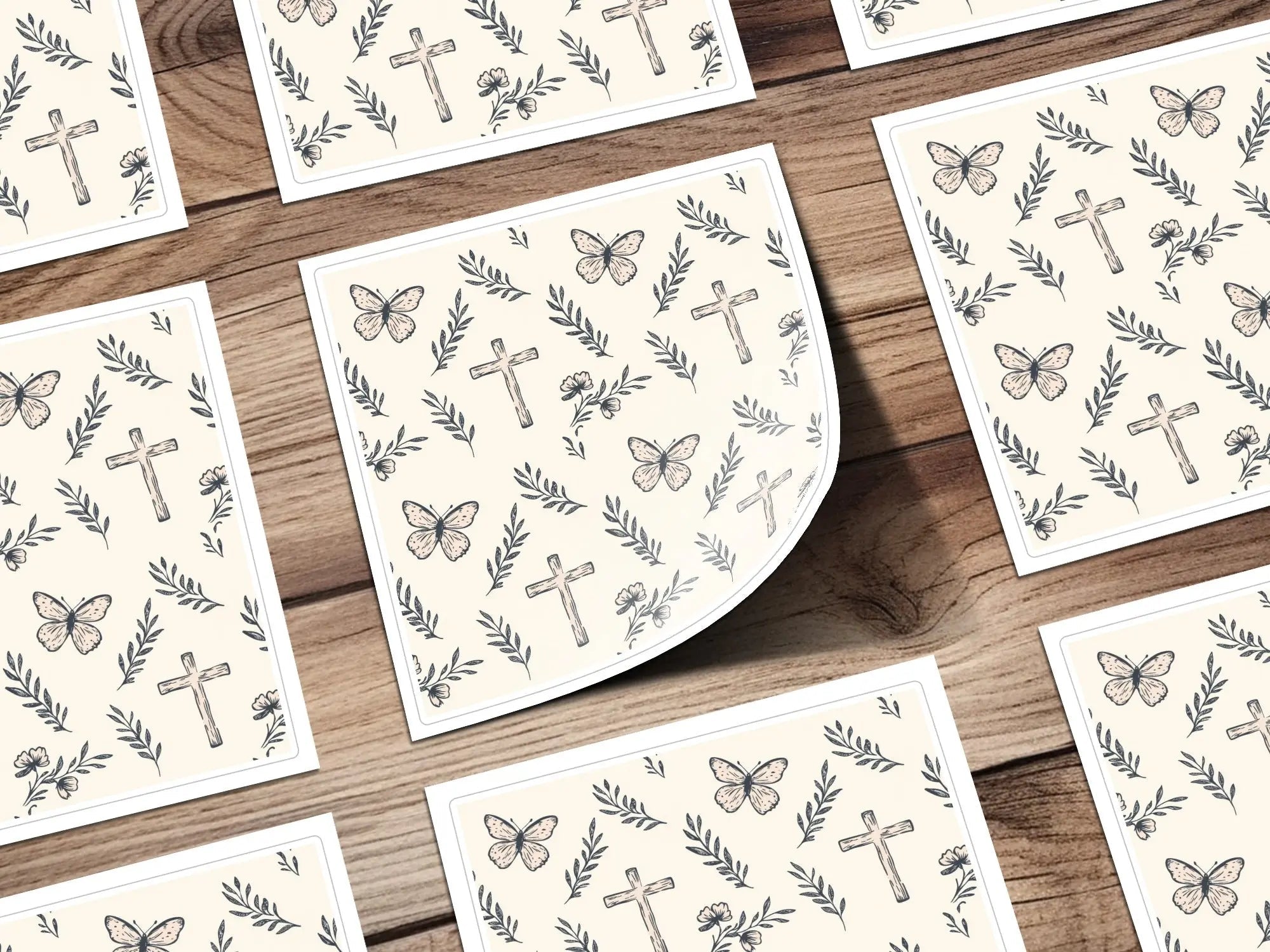 Butterfly Cross Seamless Pattern, Floral Digital Paper, Faith Inspired Designs, JPEG Files for Fabric Design, Scrapbooking - Moore and Mountain