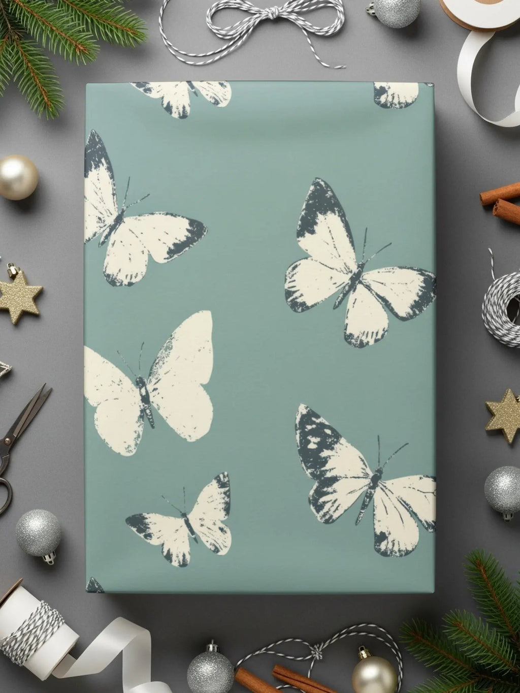 Butterfly Digital Paper, Seamless Pattern, Teal Background, Commercial Use, Print on Demand Allowed, Scrapbook Paper, Butterflies - Moore and Mountain