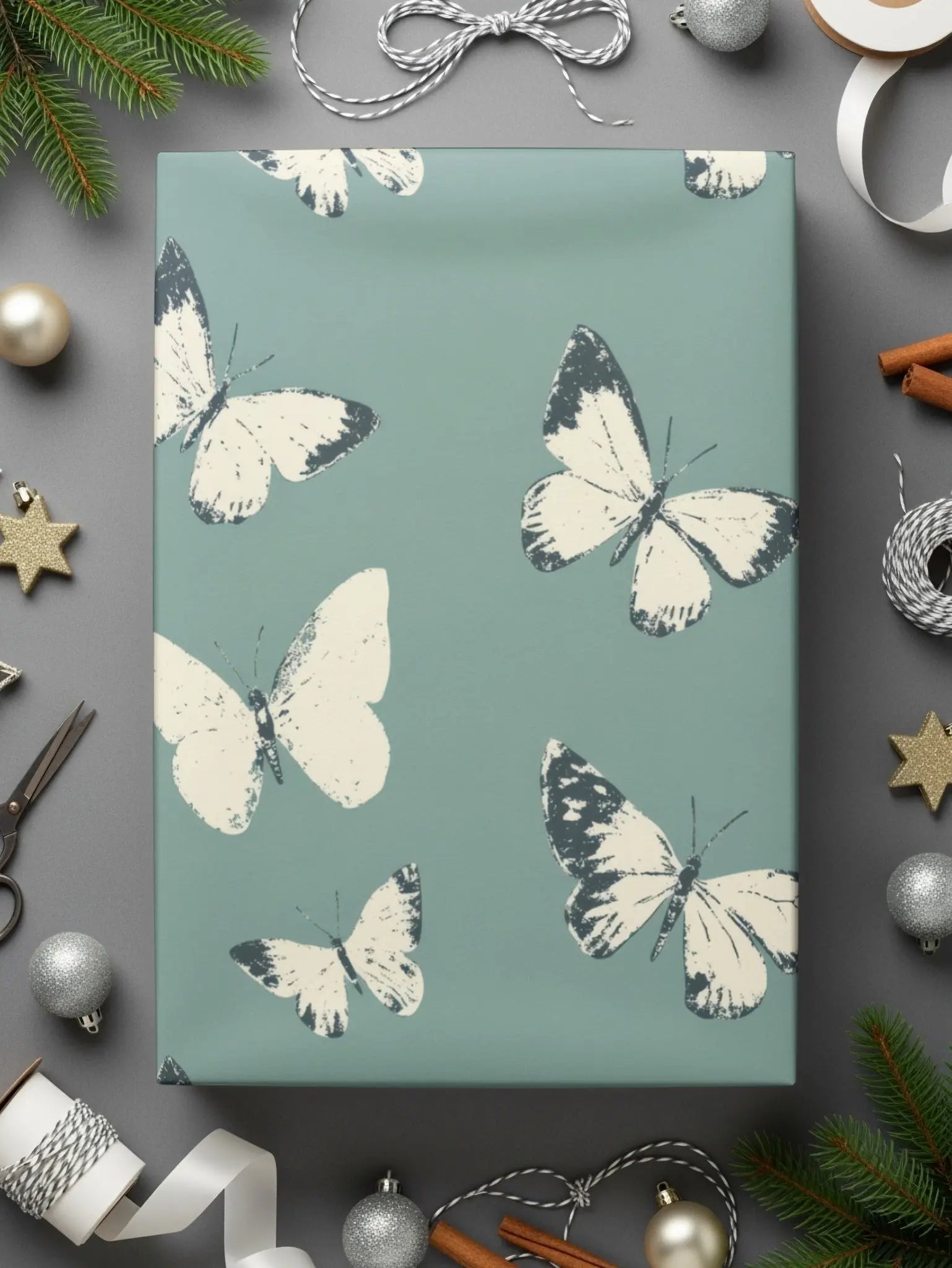 Butterfly Digital Paper, Seamless Pattern, Teal Background, Commercial Use, Print on Demand Allowed, Scrapbook Paper, Butterflies - Moore and Mountain