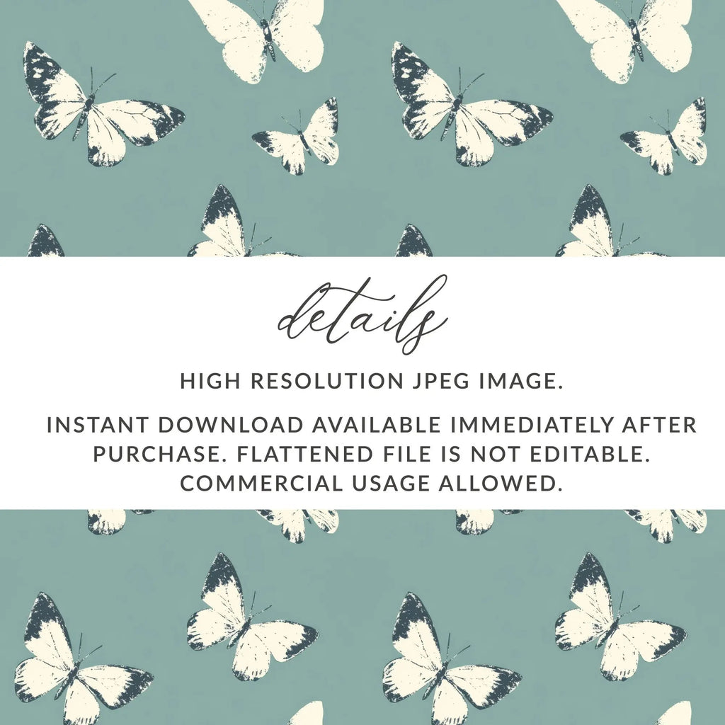 Butterfly Digital Paper, Seamless Pattern, Teal Background, Commercial Use, Print on Demand Allowed, Scrapbook Paper, Butterflies - Moore and Mountain