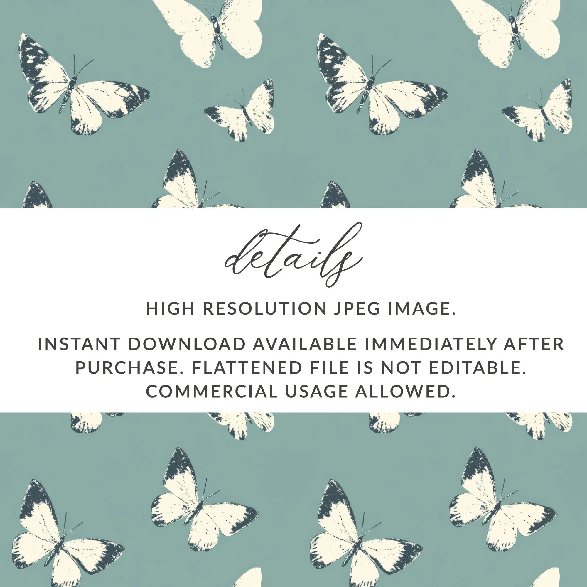 Butterfly Digital Paper, Seamless Pattern, Teal Background, Commercial Use, Print on Demand Allowed, Scrapbook Paper, Butterflies - Moore and Mountain