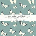Butterfly Digital Paper, Seamless Pattern, Teal Background, Commercial Use, Print on Demand Allowed, Scrapbook Paper, Butterflies - Moore and Mountain