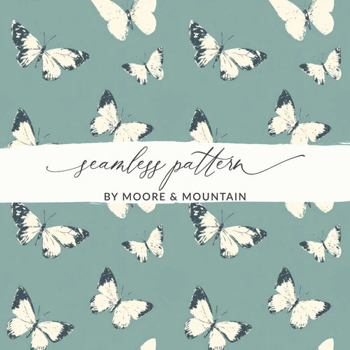 Butterfly Digital Paper, Seamless Pattern, Teal Background, Commercial Use, Print on Demand Allowed, Scrapbook Paper, Butterflies - Moore and Mountain