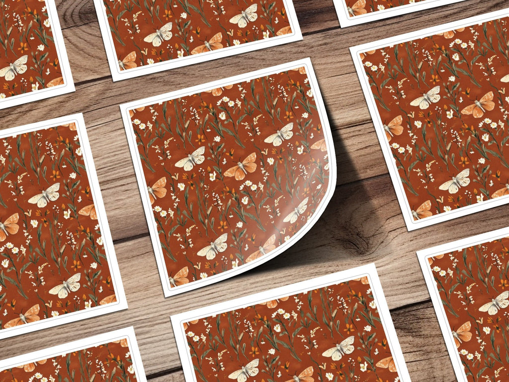 Butterfly Floral Digital Paper, Seamless Rust Pattern, Fall Backgrounds, 12x12 JPEG Files, Scrapbook Paper, Fabric Design, Digital - Moore and Mountain