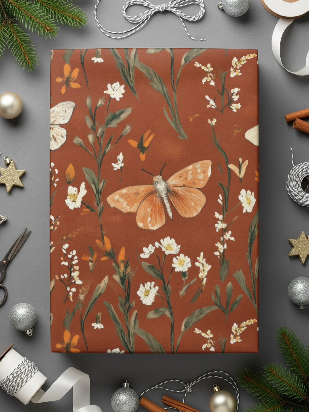 Butterfly Floral Digital Paper, Seamless Rust Pattern, Fall Backgrounds, 12x12 JPEG Files, Scrapbook Paper, Fabric Design, Digital - Moore and Mountain