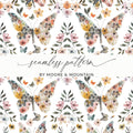 Butterfly Floral Pattern Digital Paper, Watercolor Seamless Pattern for Fabric, Scrapbooking, Packaging, 2 Scales, 2 Backgrounds - Moore and Mountain