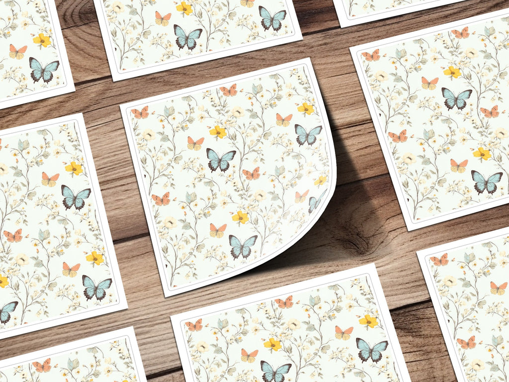 Butterfly Floral Seamless Pattern Digital Paper, Vintage Flowers, Butterflies Design, Fabric Print, Background, Wallpaper - Moore and Mountain