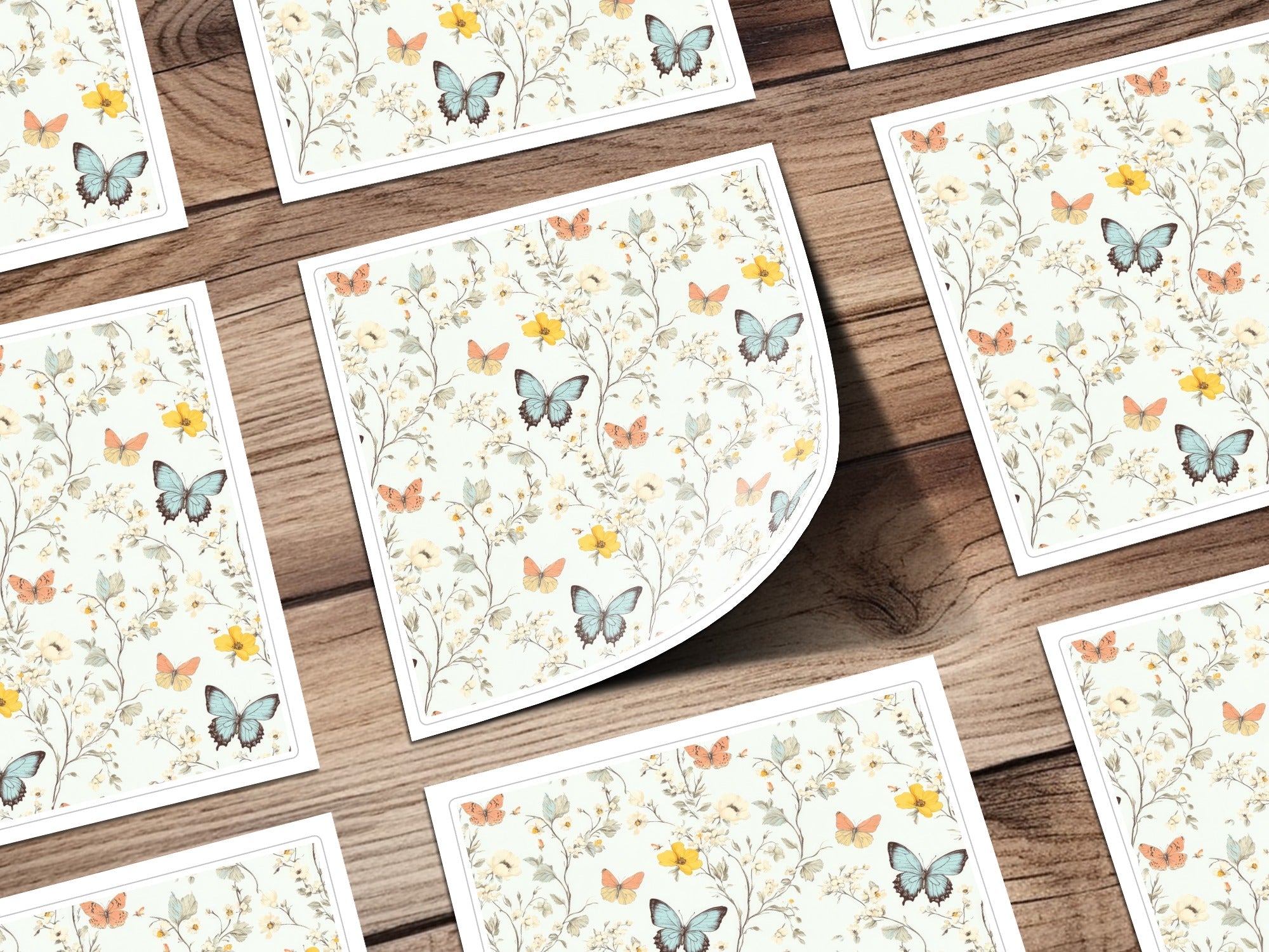 Butterfly Floral Seamless Pattern Digital Paper, Vintage Flowers, Butterflies Design, Fabric Print, Background, Wallpaper - Moore and Mountain
