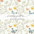 Butterfly Floral Seamless Pattern Digital Paper, Vintage Flowers, Butterflies Design, Fabric Print, Background, Wallpaper - Moore and Mountain