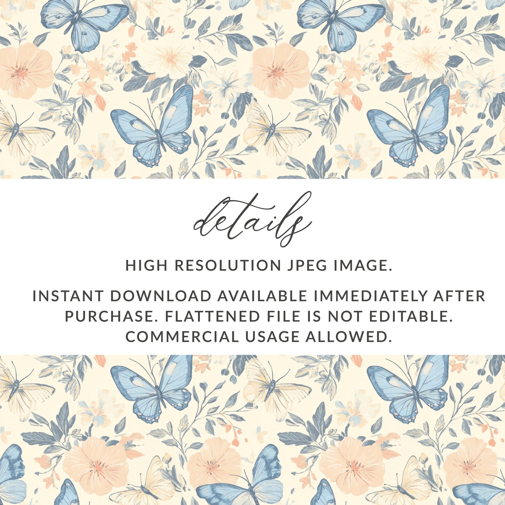 Butterfly Flower Digital Paper, Seamless Floral Pattern, Aesthetic Scrapbook Paper, Insect Print for Crafts, Commercial Use Digital - Moore and Mountain