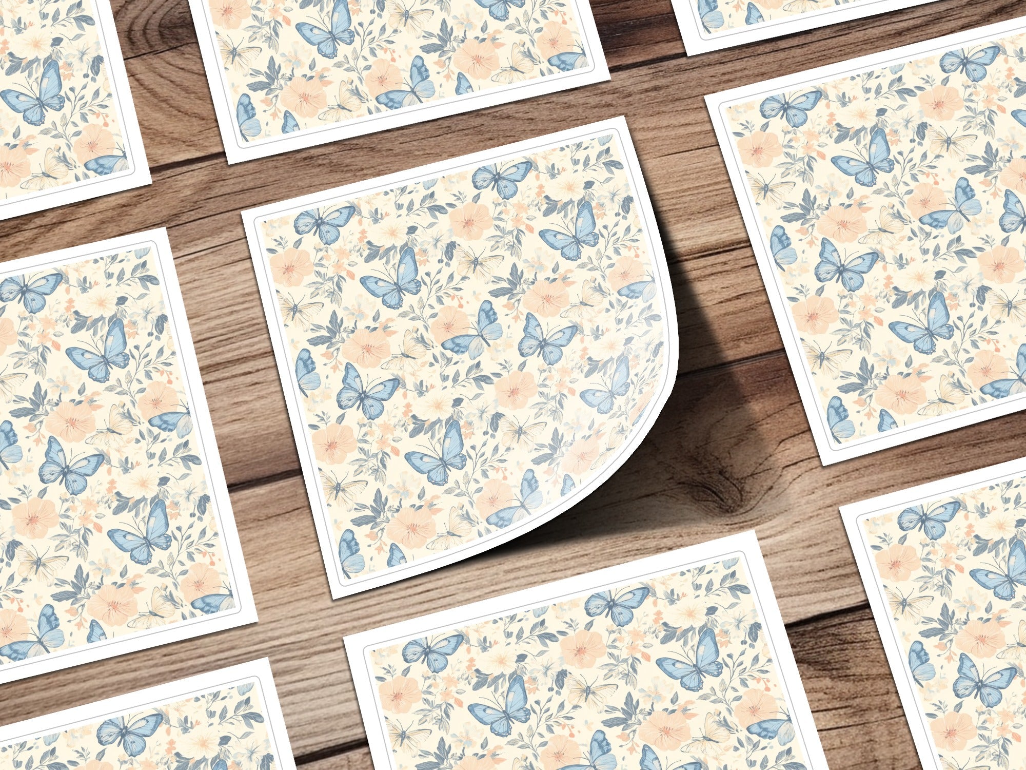 Butterfly Flower Digital Paper, Seamless Floral Pattern, Aesthetic Scrapbook Paper, Insect Print for Crafts, Commercial Use Digital - Moore and Mountain