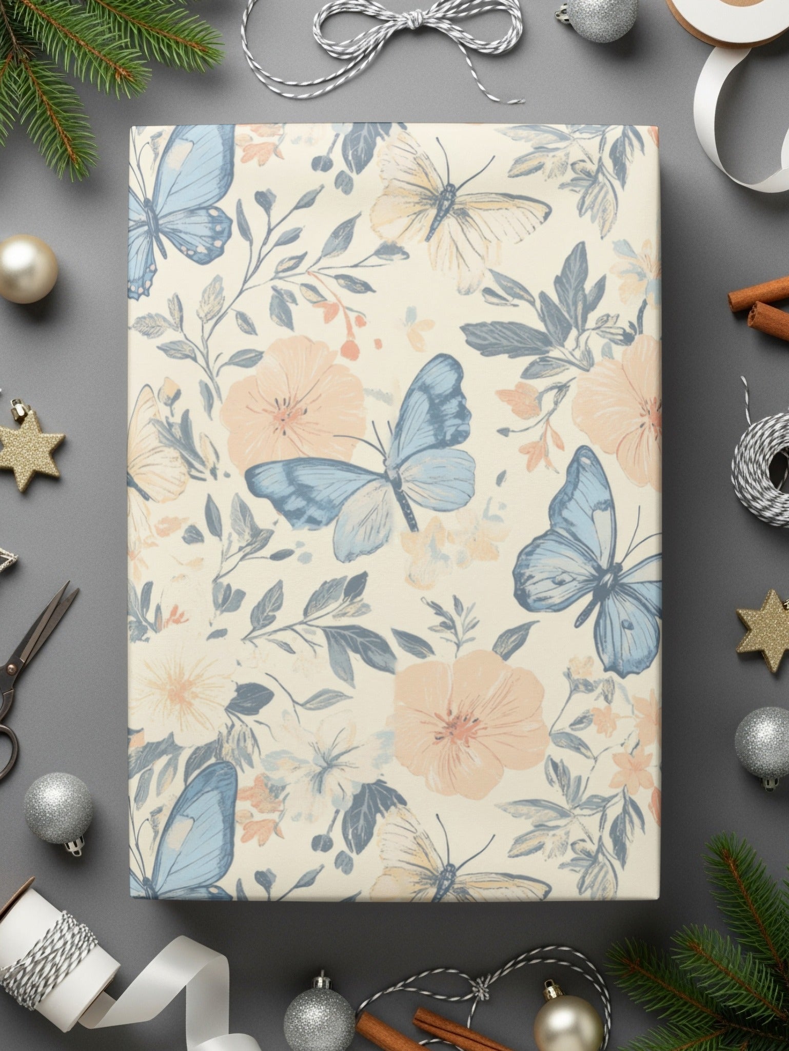 Butterfly Flower Digital Paper, Seamless Floral Pattern, Aesthetic Scrapbook Paper, Insect Print for Crafts, Commercial Use Digital - Moore and Mountain