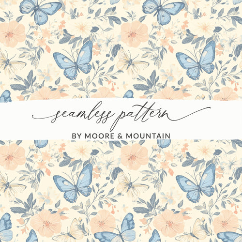 Butterfly Flower Digital Paper, Seamless Floral Pattern, Aesthetic Scrapbook Paper, Insect Print for Crafts, Commercial Use Digital - Moore and Mountain