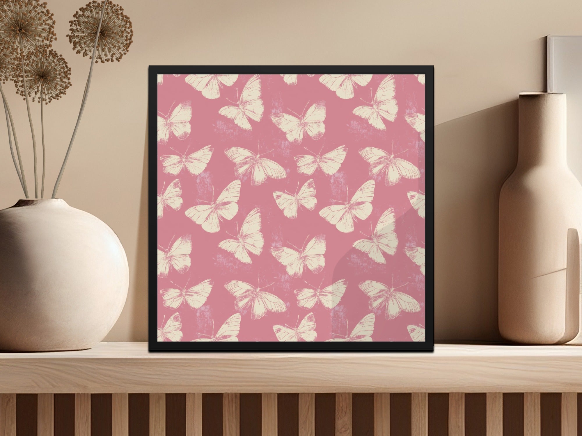 Butterfly Pattern Digital, Seamless Pink, Vintage Inspired, Paper Craft, Fabric Print, Scrapbook Paper, Wall Art Print, Digital Download - Moore and Mountain