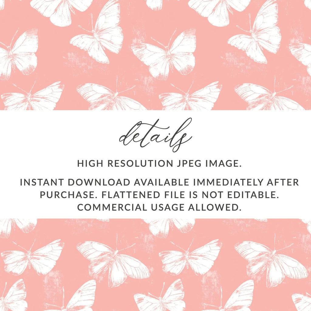 Butterfly Seamless Pattern Digital, Pink Background, Commercial Use, Printable Digital Paper, Butterfly Design, Pastel Colors - Moore and Mountain