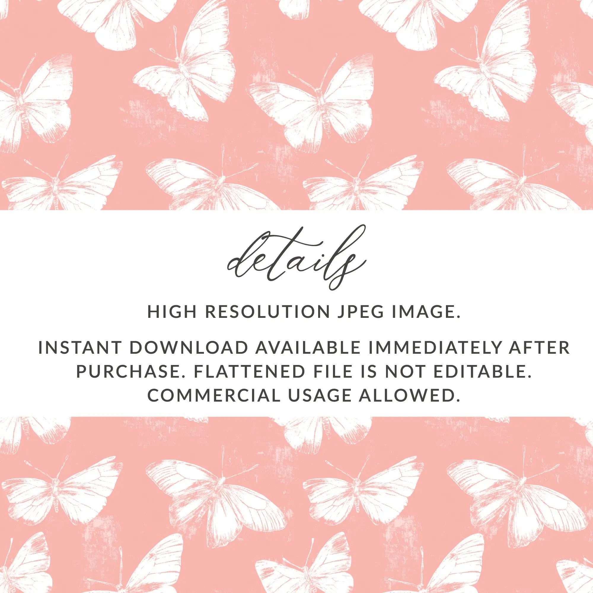 Butterfly Seamless Pattern Digital, Pink Background, Commercial Use, Printable Digital Paper, Butterfly Design, Pastel Colors - Moore and Mountain