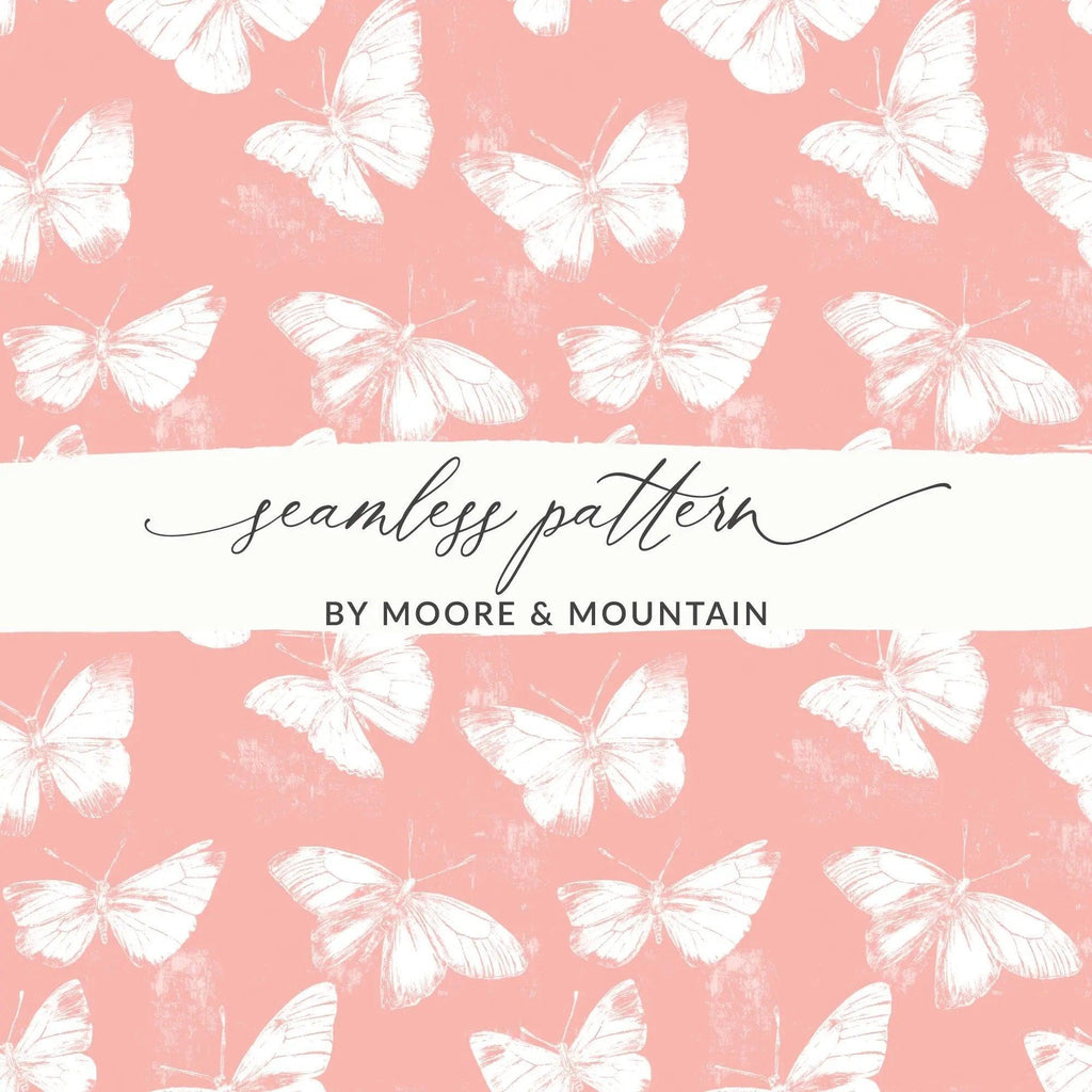 Butterfly Seamless Pattern Digital, Pink Background, Commercial Use, Printable Digital Paper, Butterfly Design, Pastel Colors - Moore and Mountain