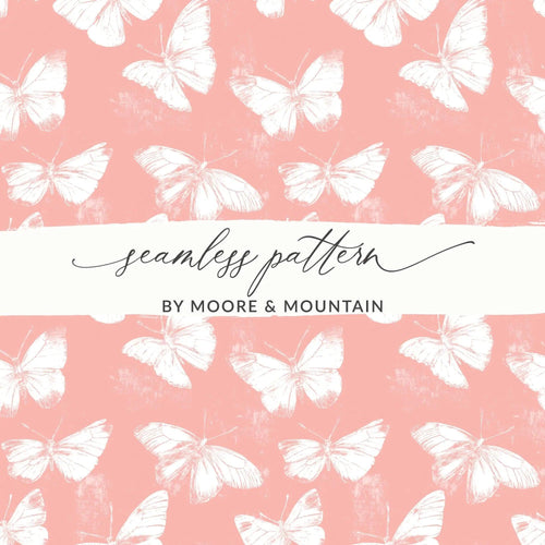 Butterfly Seamless Pattern Digital, Pink Background, Commercial Use, Printable Digital Paper, Butterfly Design, Pastel Colors - Moore and Mountain