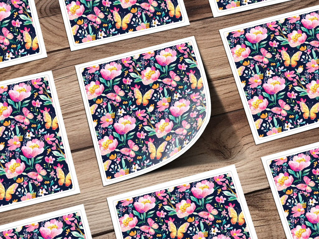 Butterfly and Floral Digital Seamless Pattern, Watercolor Flower Print, Floral Repeat Pattern, Fabric Design, Digital Paper - Moore and Mountain