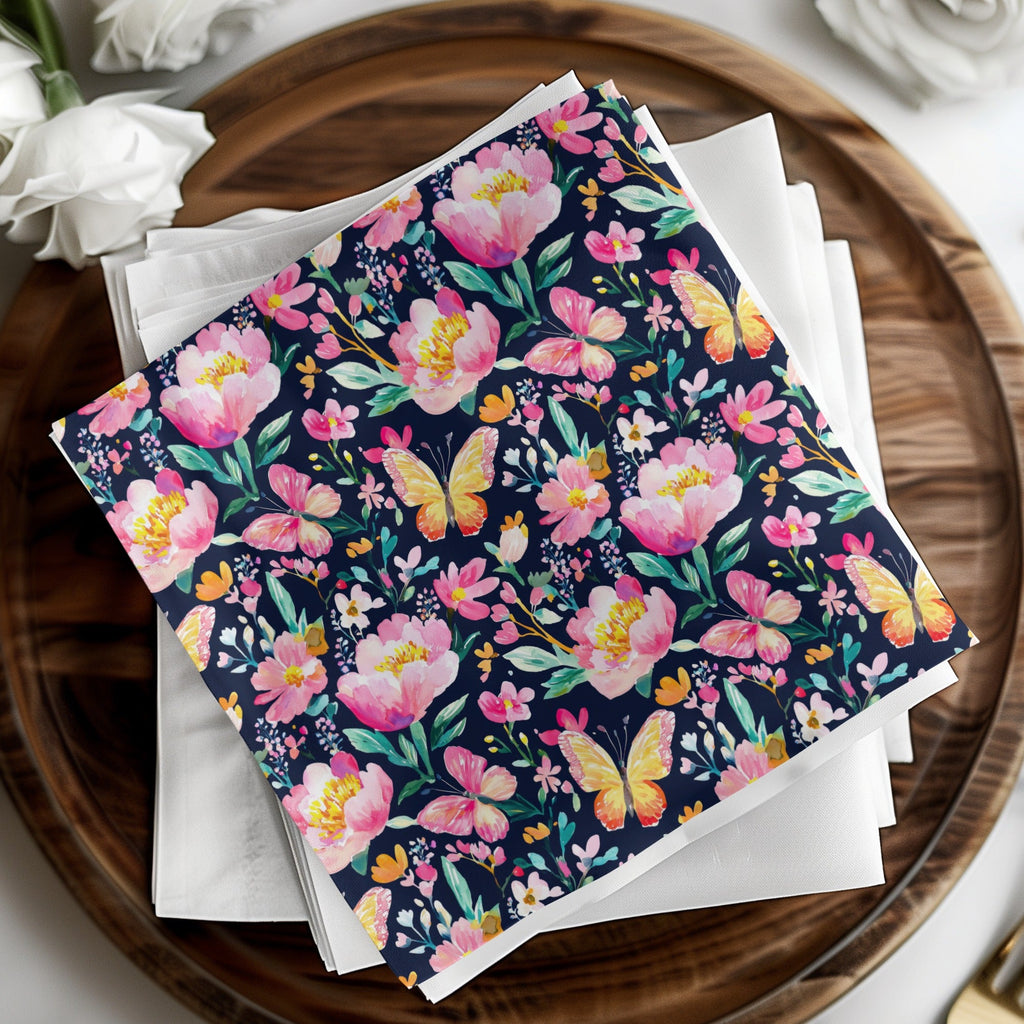 Butterfly and Floral Digital Seamless Pattern, Watercolor Flower Print, Floral Repeat Pattern, Fabric Design, Digital Paper - Moore and Mountain