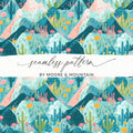 Cactus Digital Paper, Desert Digital Print, Botanical Seamless Pattern, Mountain Landscape, Southwest Download, JPEG Files for Craft, Fabric - Moore and Mountain