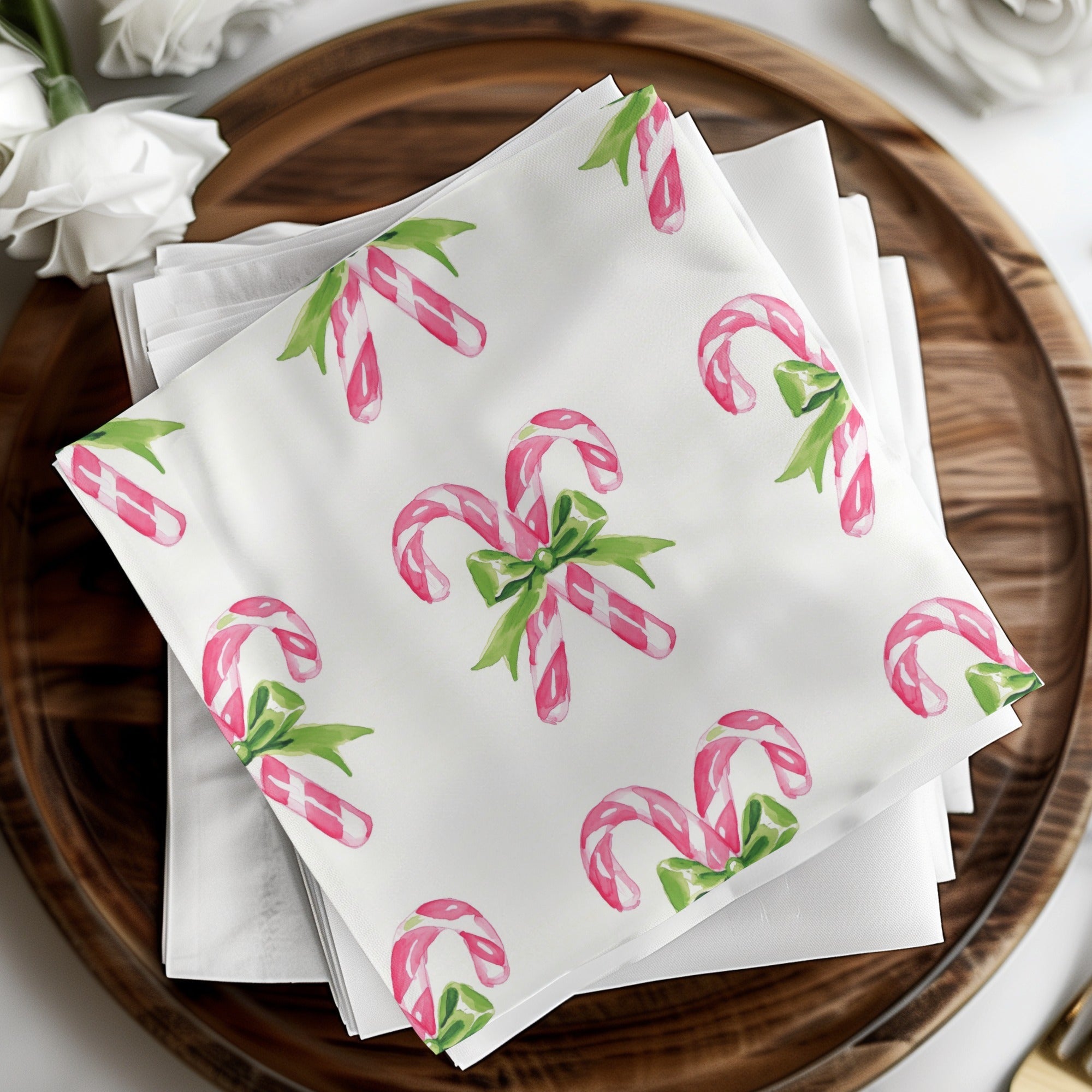 Candy Cane Digital Paper, Christmas Pattern Download, Watercolor Art, Seamless Tileable Pattern, Holiday Design, 12x12 JPEG Image - Moore and Mountain