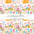 Cat Flower Digital Paper, Seamless Pattern, Floral Cat Fabric Design, Cute Cats, Digital Background, Scrapbooking Paper, JPEG Files - Moore and Mountain