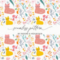 Cat and Flower Digital Seamless Pattern, Animal Floral Design, Pet Fabric, Cute Kitten Image, Download Files, Printable Design, Crafts - Moore and Mountain