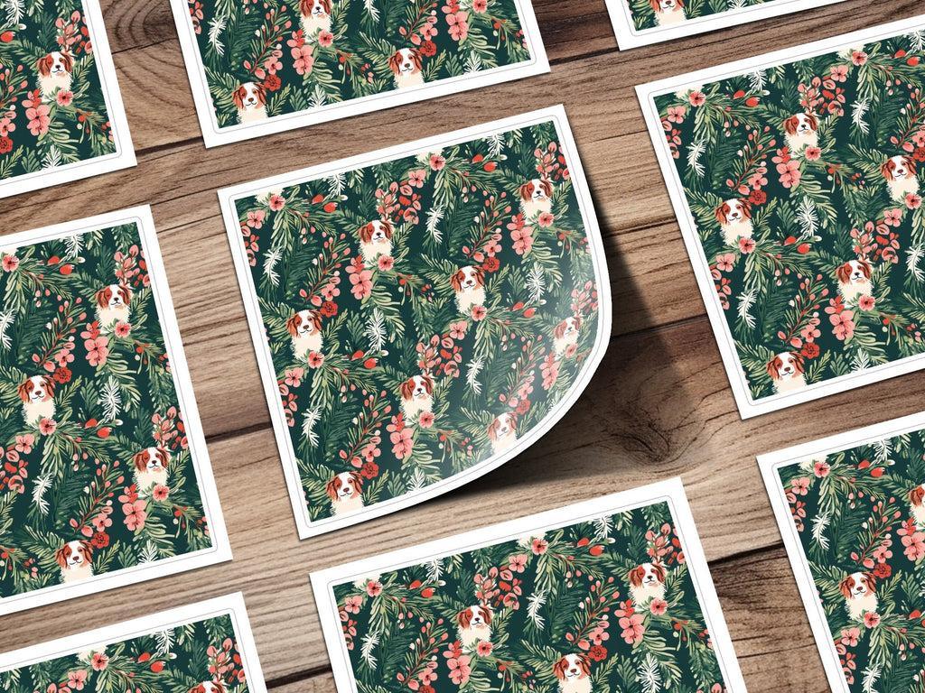 Cavalier Dog Digital Paper, Floral Seamless Pattern, Christmas Design, Pet Fabric Design, Dog Lover Gift, Repeating Pattern, 12x12 JPEG - Moore and Mountain