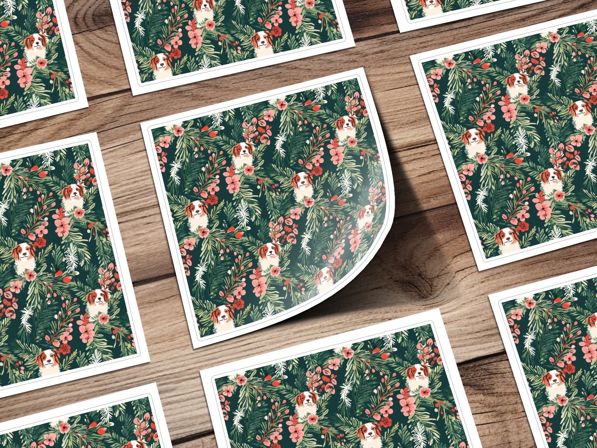 Cavalier Dog Digital Paper, Floral Seamless Pattern, Christmas Design, Pet Fabric Design, Dog Lover Gift, Repeating Pattern, 12x12 JPEG - Moore and Mountain