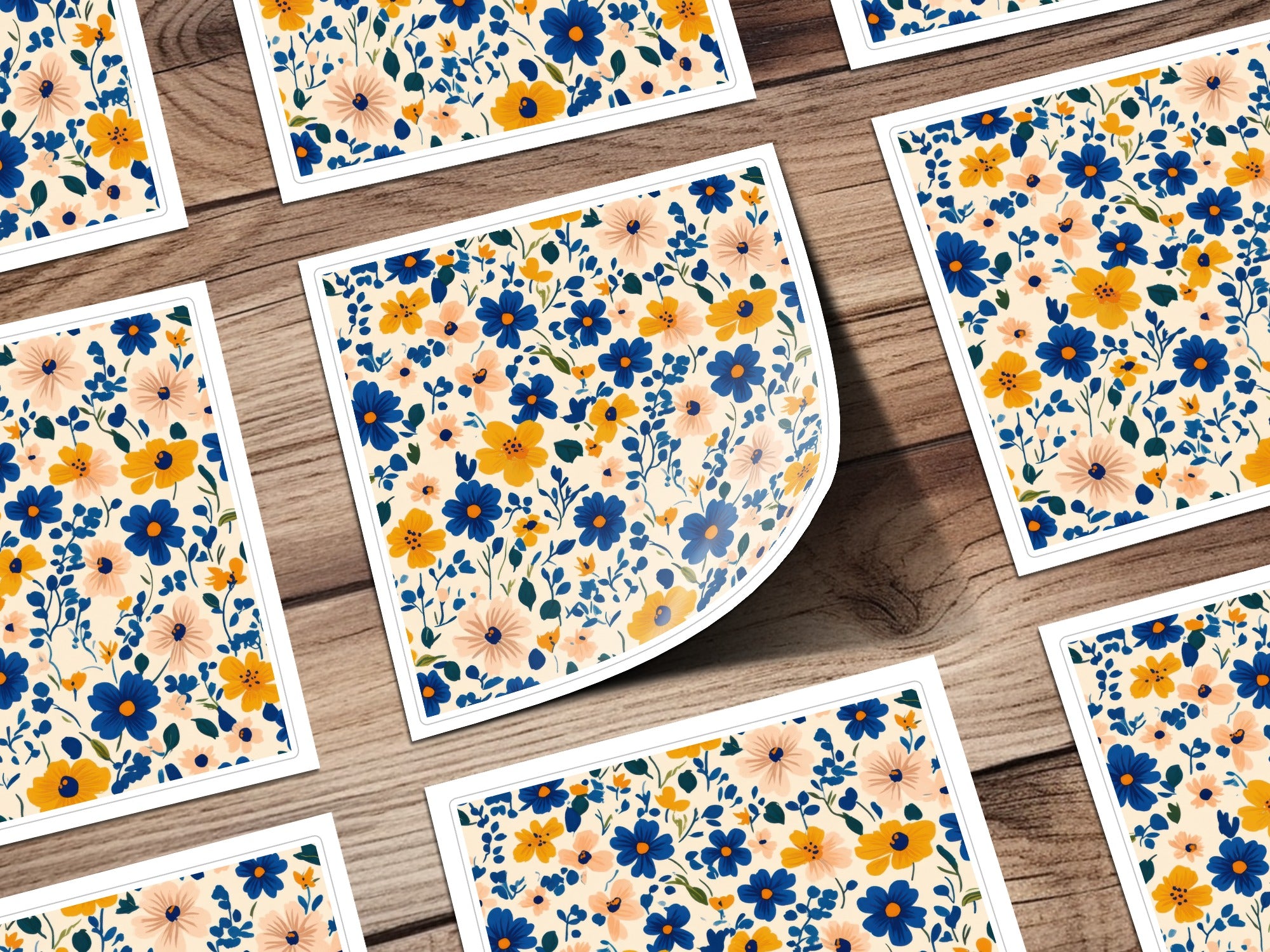 Colorful Floral Pattern Stickers with Vibrant Flowers Design