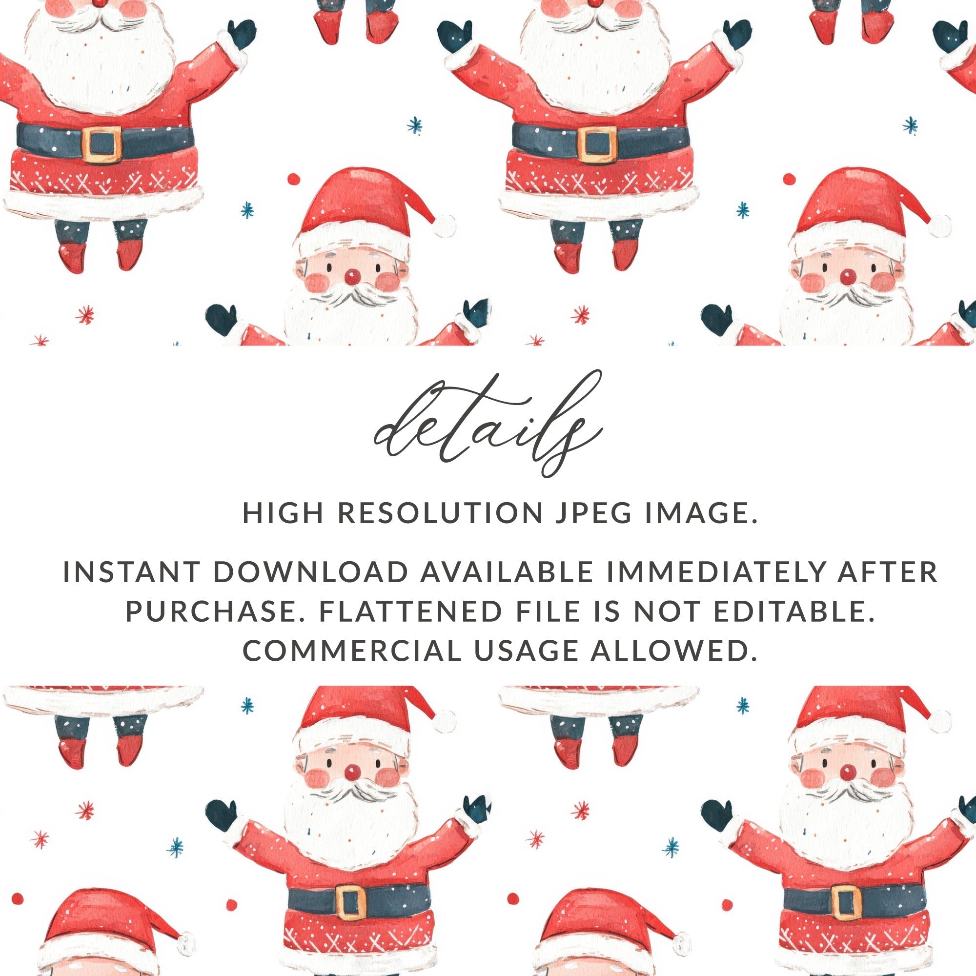 Cheerful Santa Pattern Festive Christmas Illustration Digital - Moore and Mountain