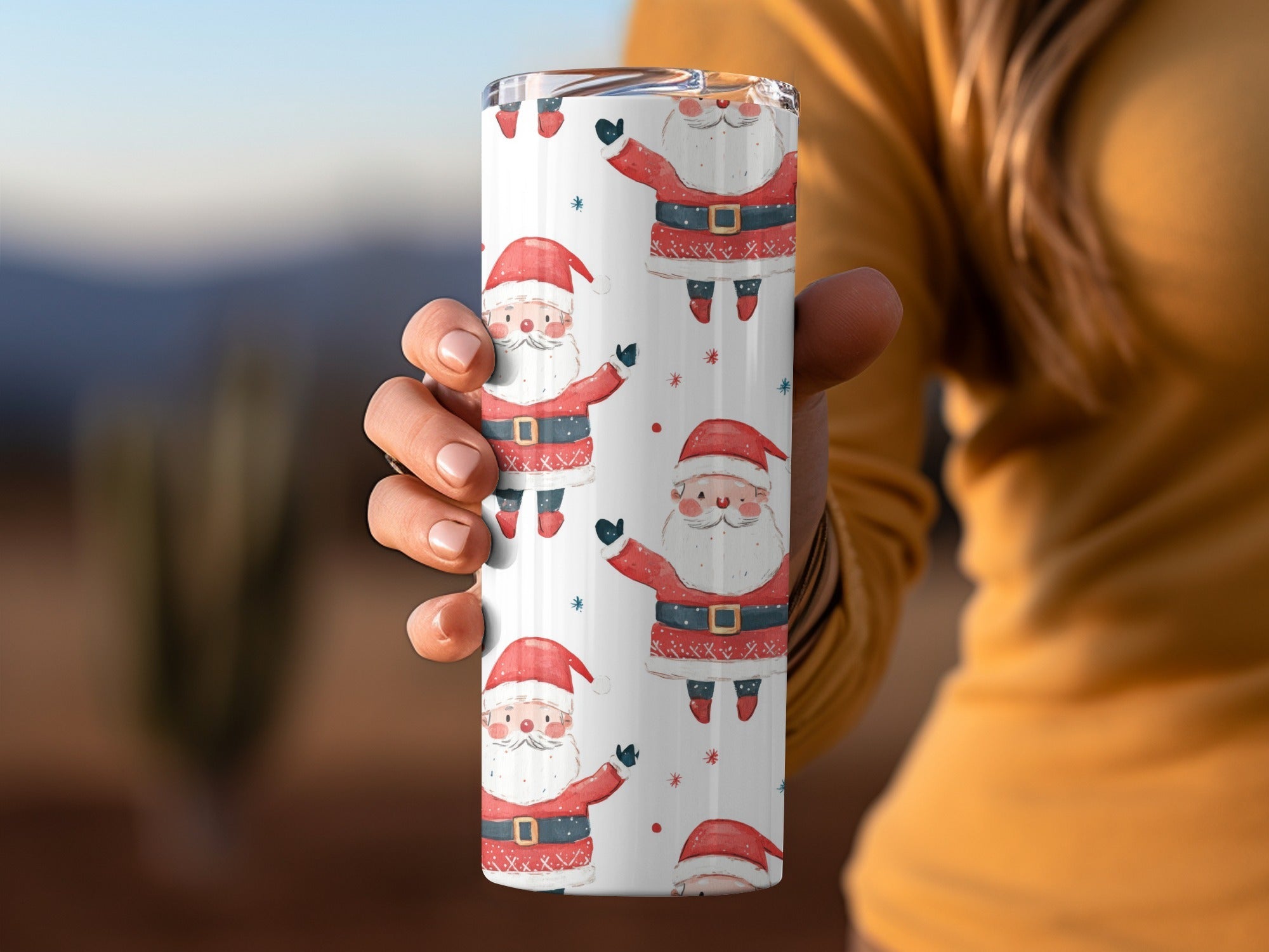 Cheerful Santa Pattern Festive Christmas Illustration Digital - Moore and Mountain