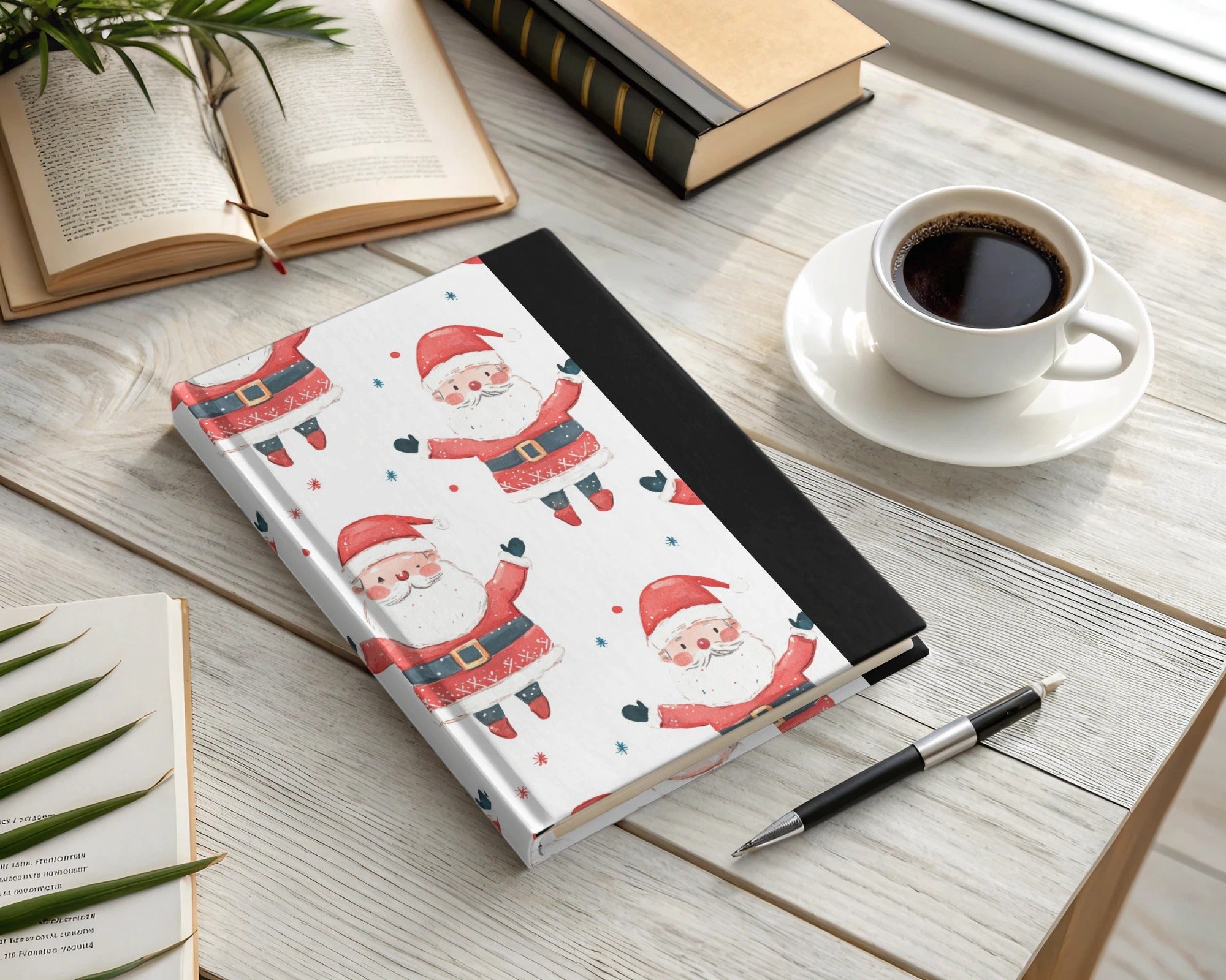 Cheerful Santa Pattern Festive Christmas Illustration Digital - Moore and Mountain