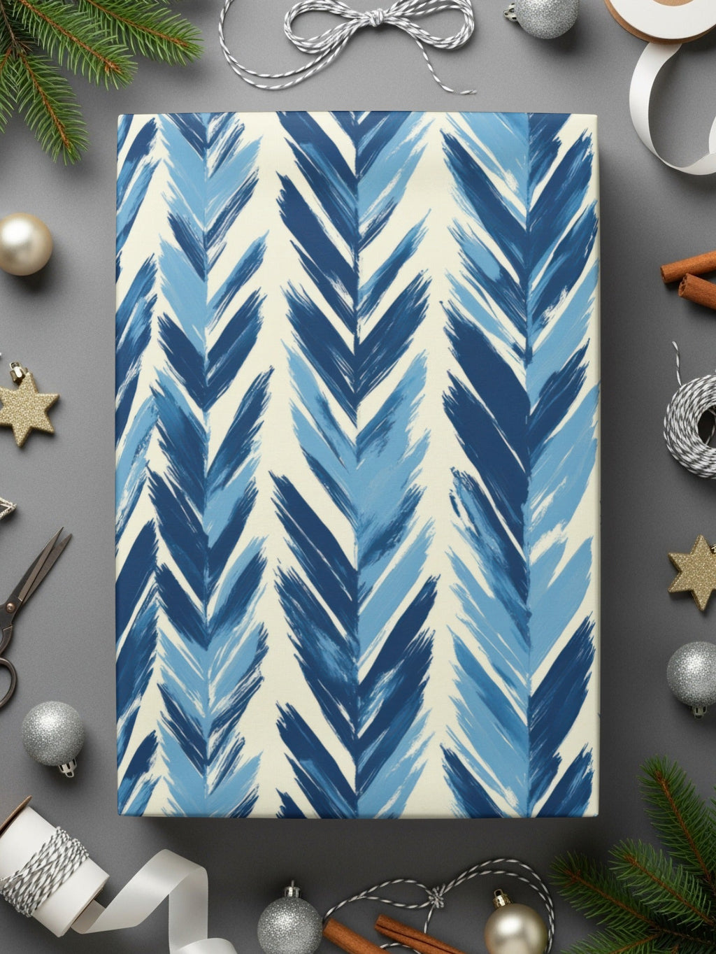 Chevron Strokes Pattern with Blue Shades Repeating Design Digital - Moore and Mountain
