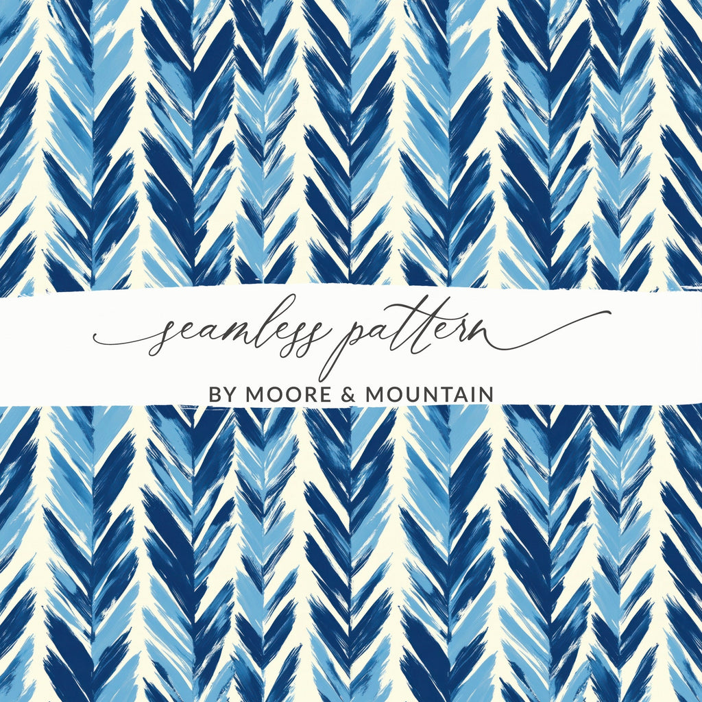 Chevron Strokes Pattern with Blue Shades Repeating Design Digital - Moore and Mountain
