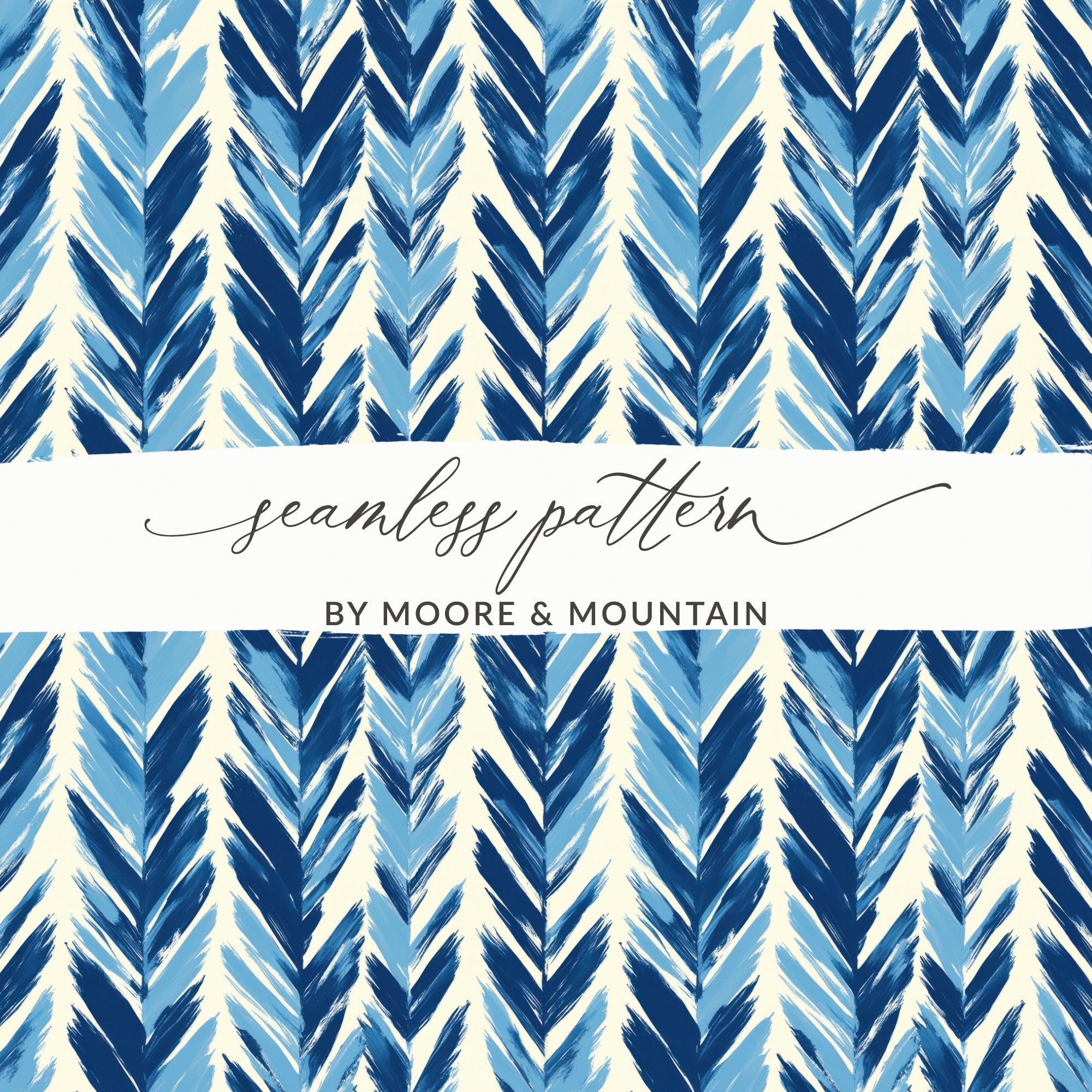 Chevron Strokes Pattern with Blue Shades Repeating Design Digital - Moore and Mountain