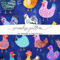 Chicken Digital Paper, Farmhouse Design, Colorful Chicken Pattern, Seamless Digital Download, Digital Paper Pack, Crafting Supplies, 2 JPEGs - Moore and Mountain