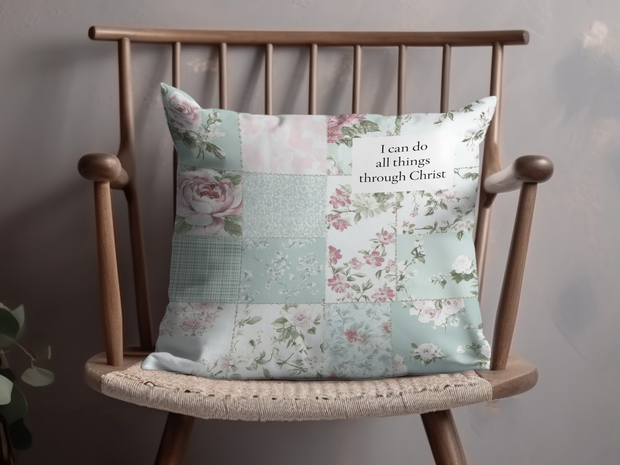 I can do all things through Christ floral pillow