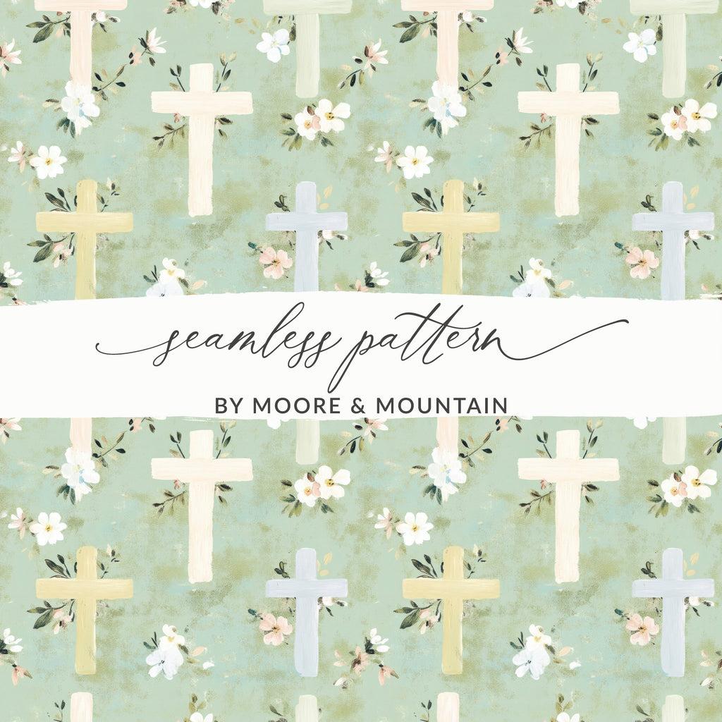 Floral Cross Seamless Pattern by Moore & Mountain Design