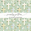 Floral Cross Seamless Pattern by Moore & Mountain Design