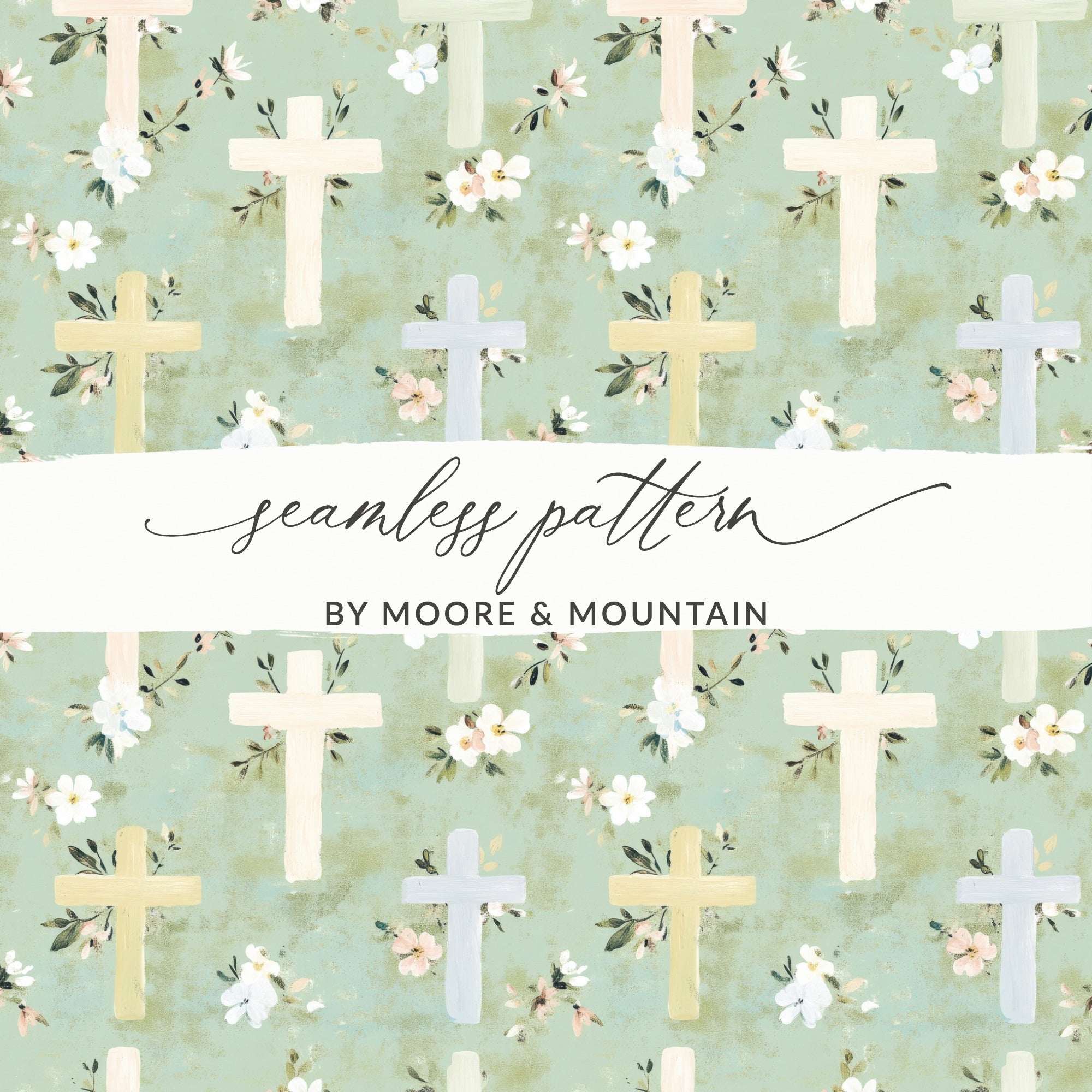 Floral Cross Seamless Pattern by Moore & Mountain Design